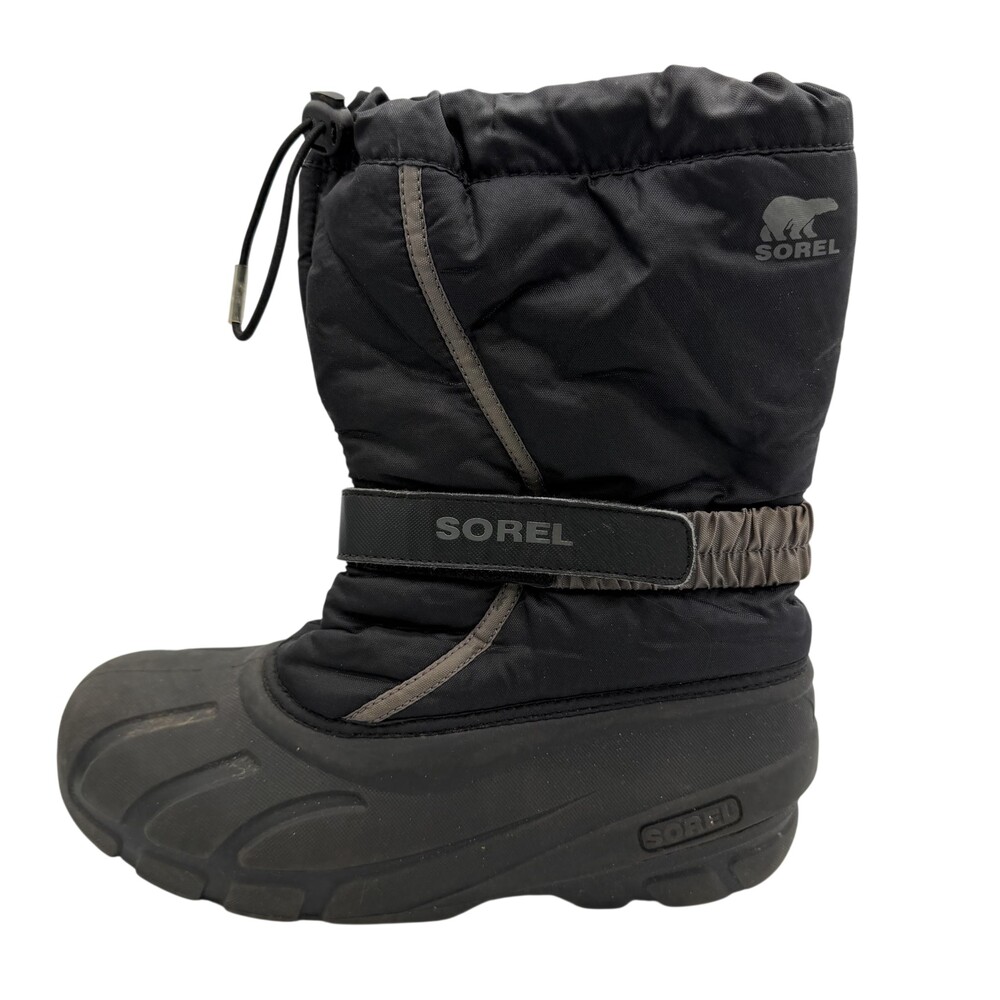 Sorel Snow Boots Mens Size 7 Black Nylon Waterproof Insulated Pull On Winter